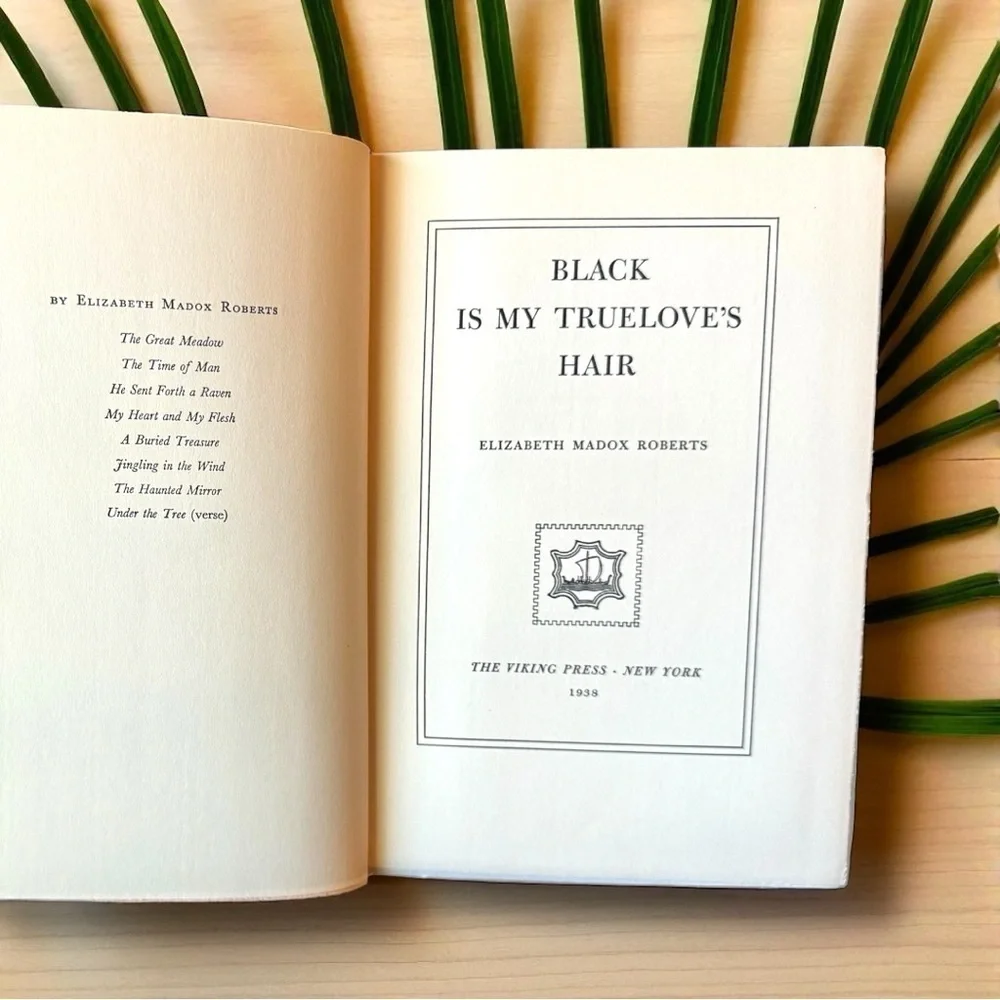VINTAGE 1938 Black is My Truelove’s Hair by Elizabeth Madox Roberts Dust Jacket